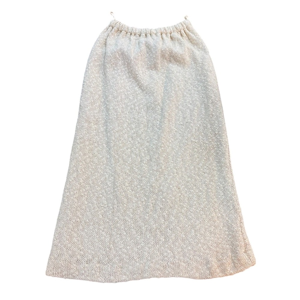 CITY GIRL Womens 7 8 Vintage Cream Cotton Knit Midi Skirt Elastic Waist USA